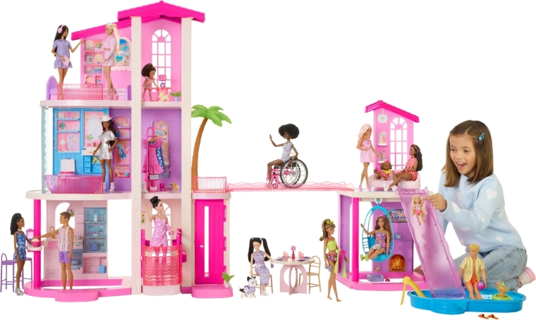 Mattel Barbie Dreamhouse σπίτι ονείρων για κούκλες με 2 πισίνες, ασανσέρ και περισσότερα από 65 αξεσουάρ