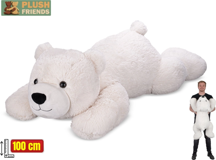 Λούτρινη πολική αρκούδα Plush Friends 100 cm – ξαπλωτός, χαδιάρης φίλος