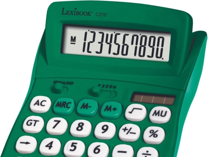 Lexibook αριθμομηχανή τσέπης 10 ψηφίων, λαστιχένια επιφάνεια, πράσινη