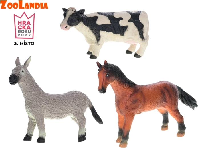 Zoolandia ζωάκια φάρμας 21–24 cm – αγελάδα, άλογο και γάιδαρος