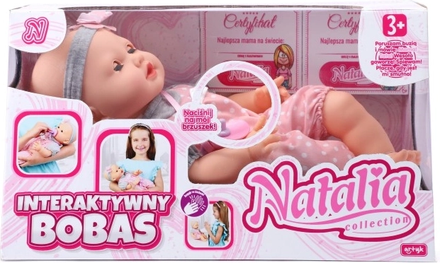 Διαδραστική κούκλα μωρό NATALIA 41 cm με ήχους και μάτια που κλείνουν
