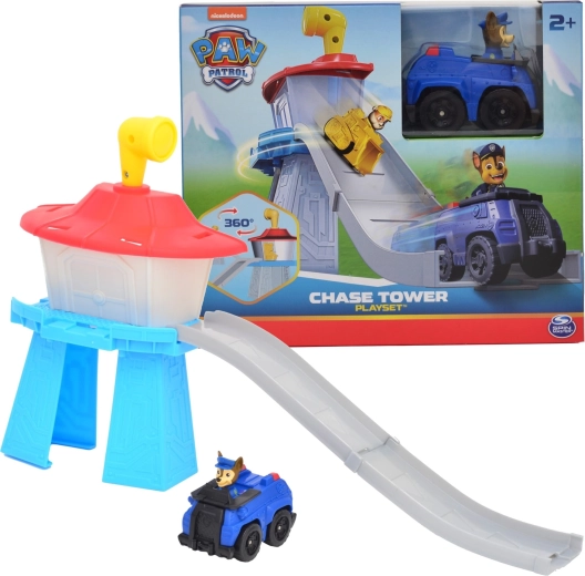Mini πύργος Paw Patrol με ράμπα διαδρομής και όχημα Chase