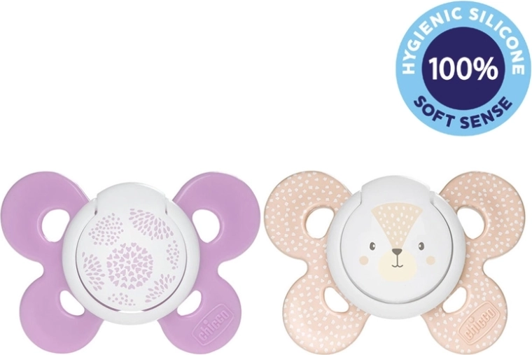 Πιπίλα Chicco physio comfort σιλικόνης 6–16 μηνών, 2 τεμ., μοτίβο πουά/αλεπού
