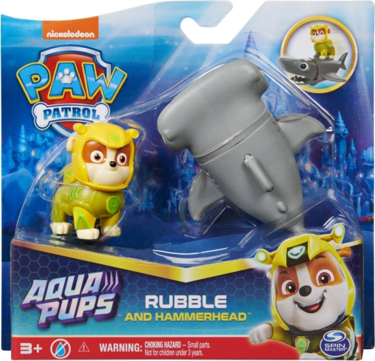 Paw Patrol Aqua Pups φιγούρα Rubble και σφυροκέφαλος καρχαρίας