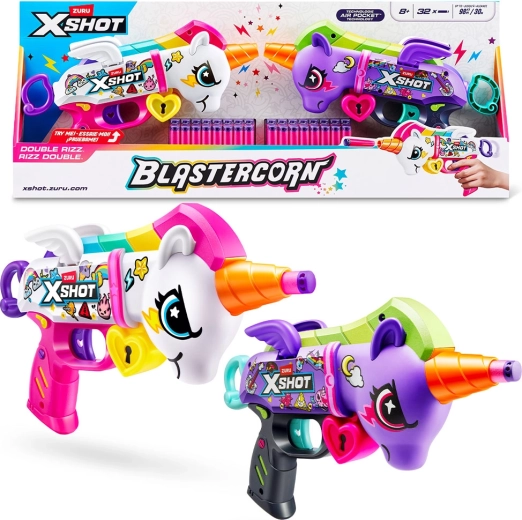 X-Shot Blastercorn – πιστόλι μονόκερου, σετ 2 τεμαχίων με 32 βλήματα