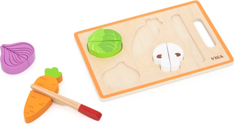 Ξύλινο σετ κοπής πολύχρωμων λαχανικών Viga Toys