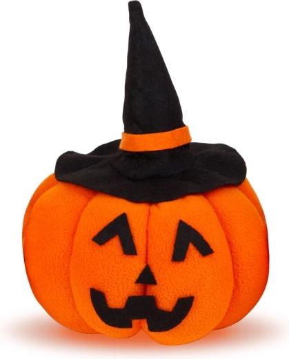 Υφασμάτινη διακοσμητική κολοκύθα Halloween με μαύρο καπέλο