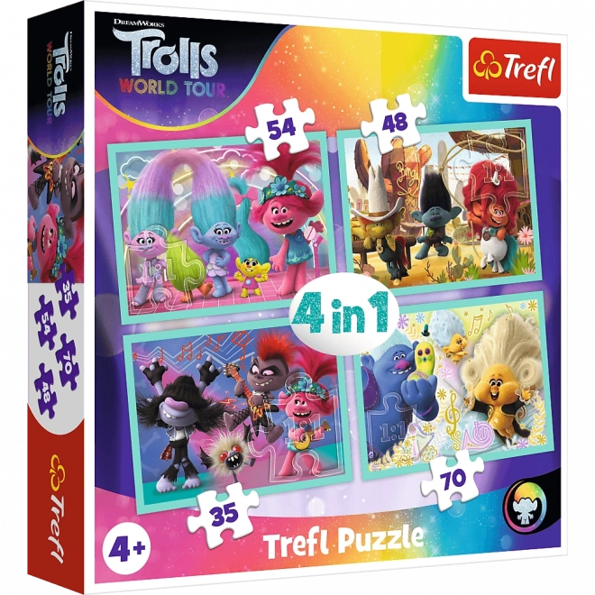 Παζλ TREFL Trolls 2: Παγκόσμια Περιοδεία 4σε1 (35, 48, 54, 70 κομμάτια)