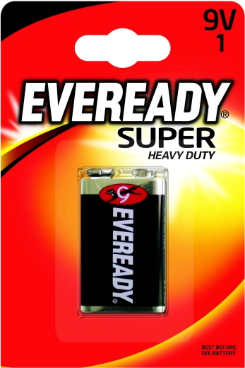 Energizer Eveready Super Heavy Duty 9V μπαταρία ψευδαργύρου-χλωριδίου 6F22
