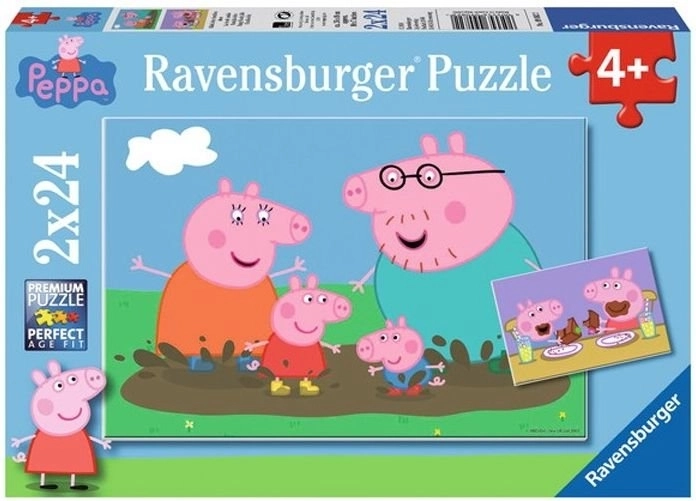 Παζλ 2x24 κομματιών Peppa Pig: Διασκέδαση στη λάσπη