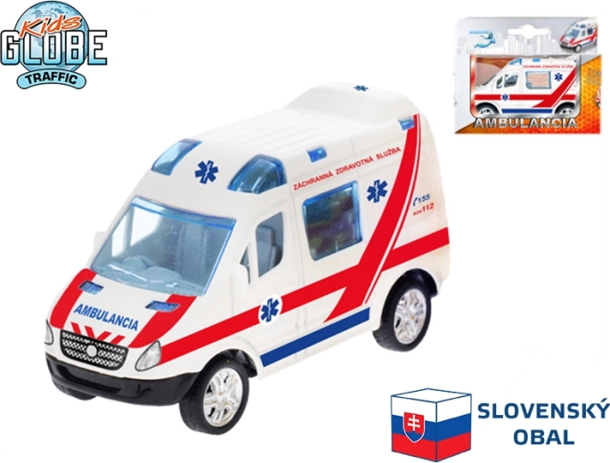 Kids Globe Traffic σλοβακικό ασθενοφόρο με μηχανισμό pull-back 8 cm