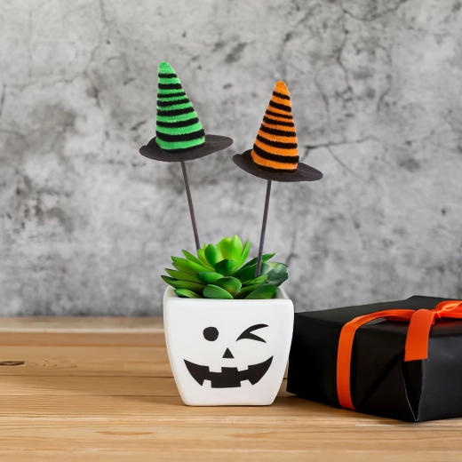 Διακοσμητικά Halloween για γλάστρα – καπέλα μάγισσας, σετ 3 τεμαχίων