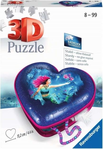 RAVENSBURGER 3D παζλ καρδιά γοργόνα – κοσμηματοθήκη, 54 κομμάτια