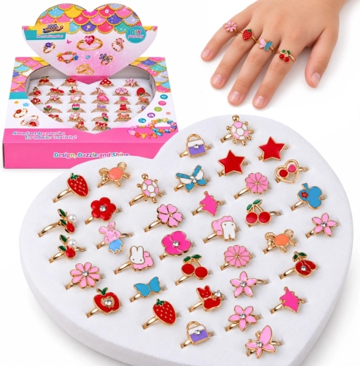 Σετ παιδικών δαχτυλιδιών σε κουτί, 36 τεμάχια