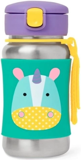 Skip Hop Zoo ανοξείδωτο μπουκάλι με καλαμάκι μονόκερος 350 ml (12μ+)