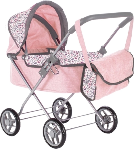 Βαθύ καροτσάκι για κούκλες Pink Flowers