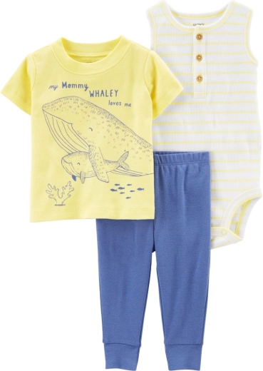 Carter's σετ 3 τεμαχίων για αγοράκι Yellow Ocean – μπλουζάκι με κοντό μανίκι, παντελόνι φόρμας και κορμάκι χωρίς μανίκια – 6μ