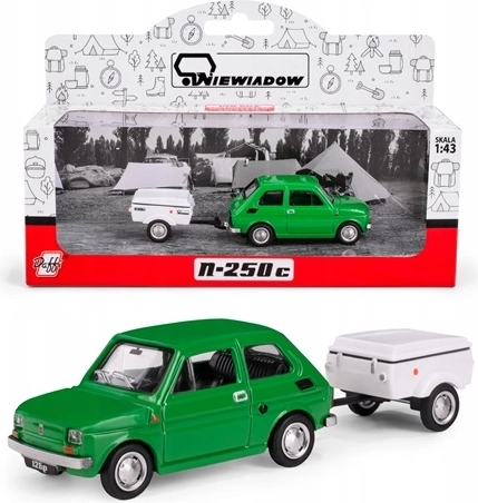 Fiat 126p με ρυμουλκούμενο Niewiadów N250C πράσινο (1:43)
