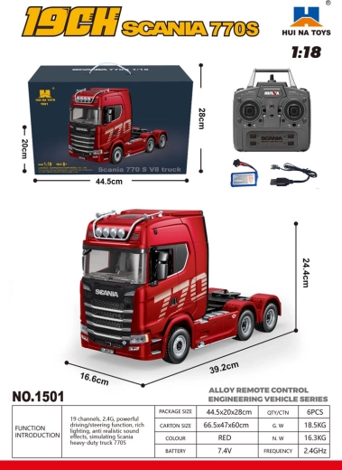 Τηλεκατευθυνόμενο φορτηγό SCANIA 770S 1:18 κόκκινο