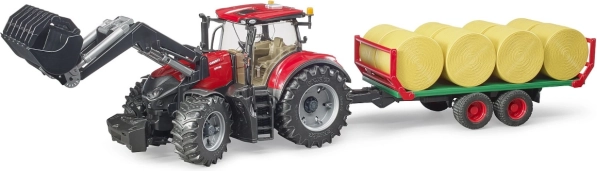 Τρακτέρ Bruder Case IH Optum 300 CVX με εμπρόσθιο φορτωτή και ρυμουλκούμενο για μπάλες