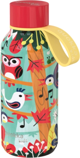 Ανοξείδωτο θερμός μπουκάλι Quokka Kids solid birds με λουράκι 330 ml