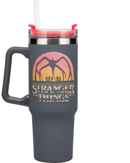 Θερμικό tumbler Stranger Things 1200 ml με καλαμάκι και χερούλι