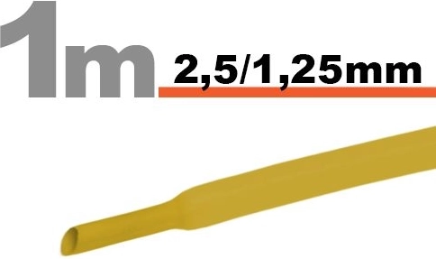 Κίτρινος θερμοσυστελλόμενος σωλήνας 2,5/1,25 mm