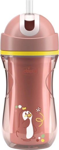 Chicco αθλητικό θερμοκύπελλο με καλαμάκι ροζ (14 μ+)