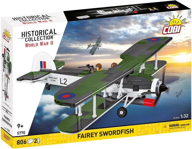 Cobi Β΄ Παγκόσμιος Πόλεμος Fairey Swordfish κιτ κατασκευής αεροπλάνου 1:32 (806 κομμάτια, 2 φιγούρες)