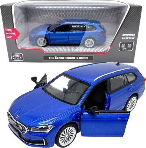 Μεταλλικό μοντέλο Škoda Superb IV Combi 1:35 μπλε με φώτα και ήχους