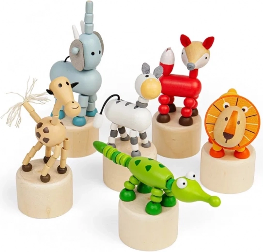 Bigjigs Toys ξύλινα ζωάκια Safari με μηχανισμό πίεσης