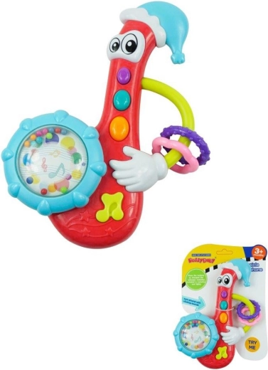 Βρεφική κουδουνίστρα με μελωδία BABY MIX – σαξόφωνο, κόκκινο