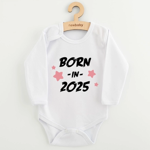 Παιδικό κορμάκι με στάμπα New Baby Born in 2025, ροζ, μέγεθος 68
