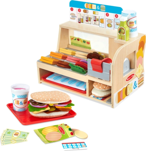 Melissa & Doug ξύλινος πάγκος σάντουιτς με σετ Slice & Stack (52 τεμάχια)