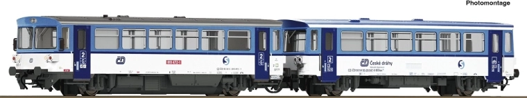 Roco ντιζελοκίνητο μηχανοκίνητο όχημα ČD 810 472-1 με ρυμουλκούμενο βαγόνι BDtax (Najbrt), TT
