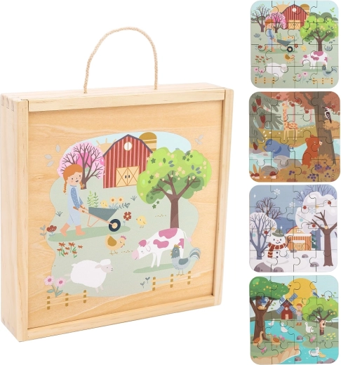 Ξύλινο παζλ σε κουτί Τέσσερις εποχές 2Kids Toys