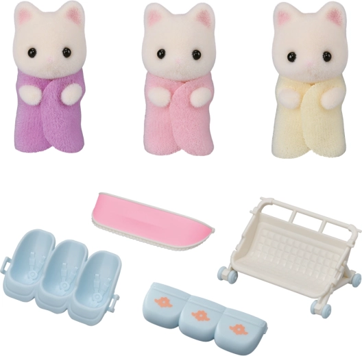 Sylvanian Families Λουλουδένια γατάκια τρίδυμα με καρότσι