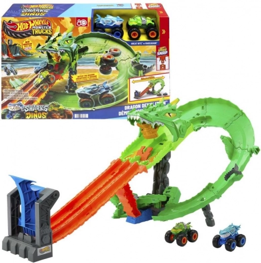 Hot Wheels Monster Trucks Δρακο-αγώνας – σετ πίστας με διπλή εκτόξευση και 2 αυτοκίνητα