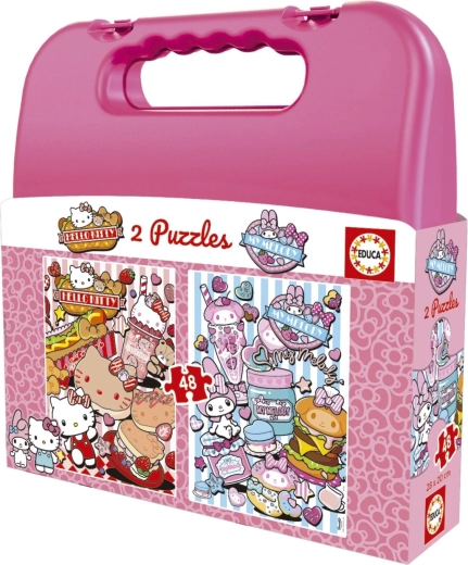 EDUCA Παζλ σε βαλιτσάκι Hello Kitty και φίλοι 2 × 48 κομμάτια