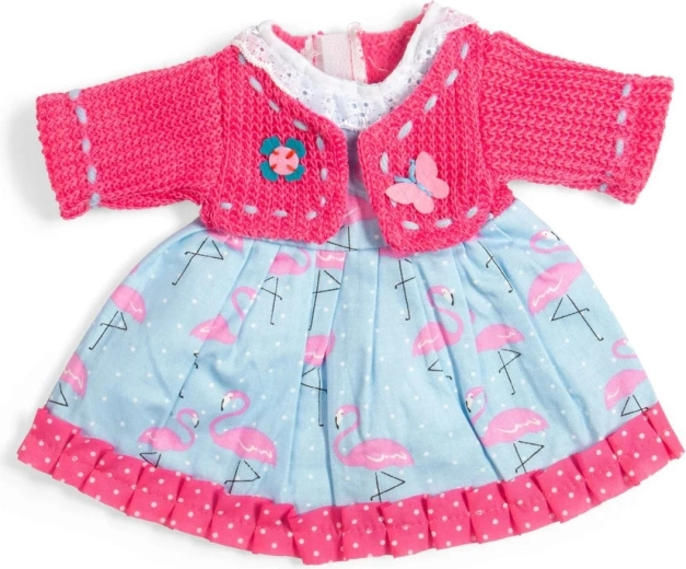Bigjigs Toys φόρεμα με φλαμίνγκο και ροζ ζακετάκι για κούκλα 34 cm