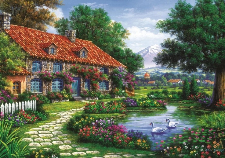 Παζλ Κήπος με κύκνους 1500 κομμάτια ART PUZZLE