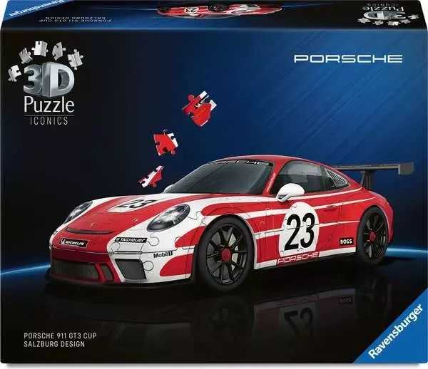 3D παζλ RAVENSBURGER Iconics: PORSCHE 911 GT3 Cup Salzburg – 108 κομμάτια