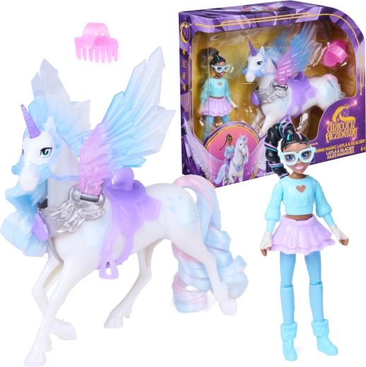 Spin Master Unicorn Academy μαγεία φτερών – κούκλα Layla και μονόκερος Glacier με αξεσουάρ