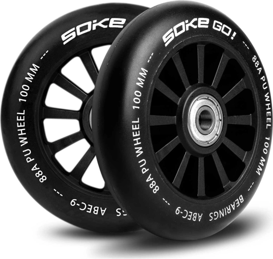 Ρόδες για πατίνι 100 mm μαύρες SOKE – σετ 2 τεμ.
