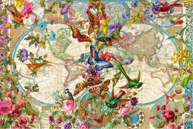 Παζλ Ravensburger Χάρτης του κόσμου – χλωρίδα και πανίδα 3000 κομμάτια