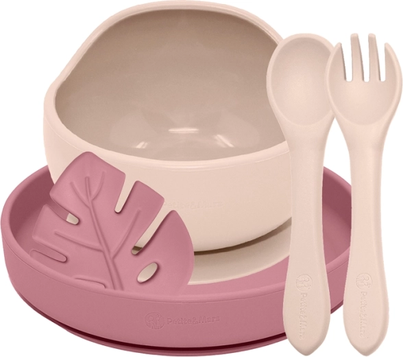 Σετ σιλικόνης Petite&Mars Take&Match Desert Sand και Dusty Rose για παιδιά από 6 μηνών - 4 τεμ.