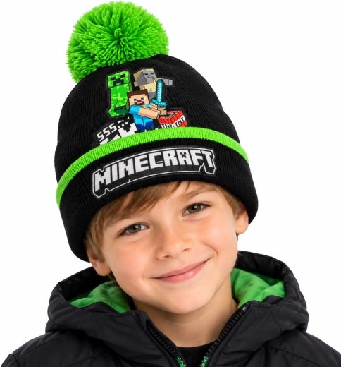 Παιδικός χειμερινός σκούφος Minecraft Creeper με πομ πομ