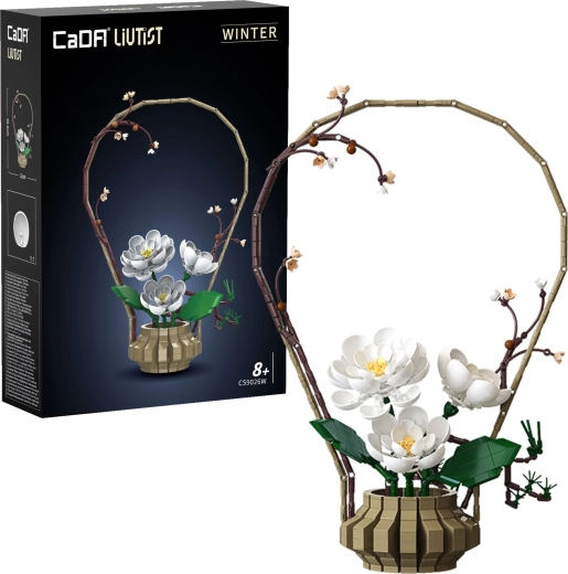 Κατασκευαστικό σετ CaDA Floral Art Winter Silence – λουλουδένια διακόσμηση 49,6 cm, 1001 τεμάχια