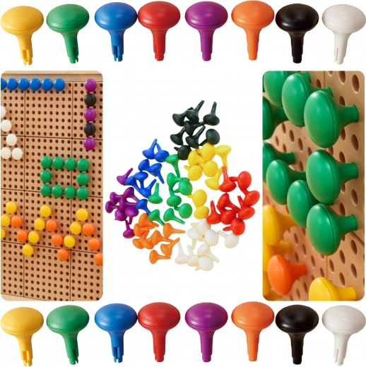Masterkidz jumbo μανταλάκια/peg για πίνακα STEM, 64 τεμ. – 8 χρώματα