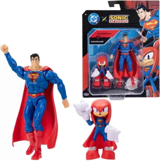 Jakks Pacific σετ φιγούρων Knuckles ως Superman και Superman (Sonic the Hedgehog x DC Comics)